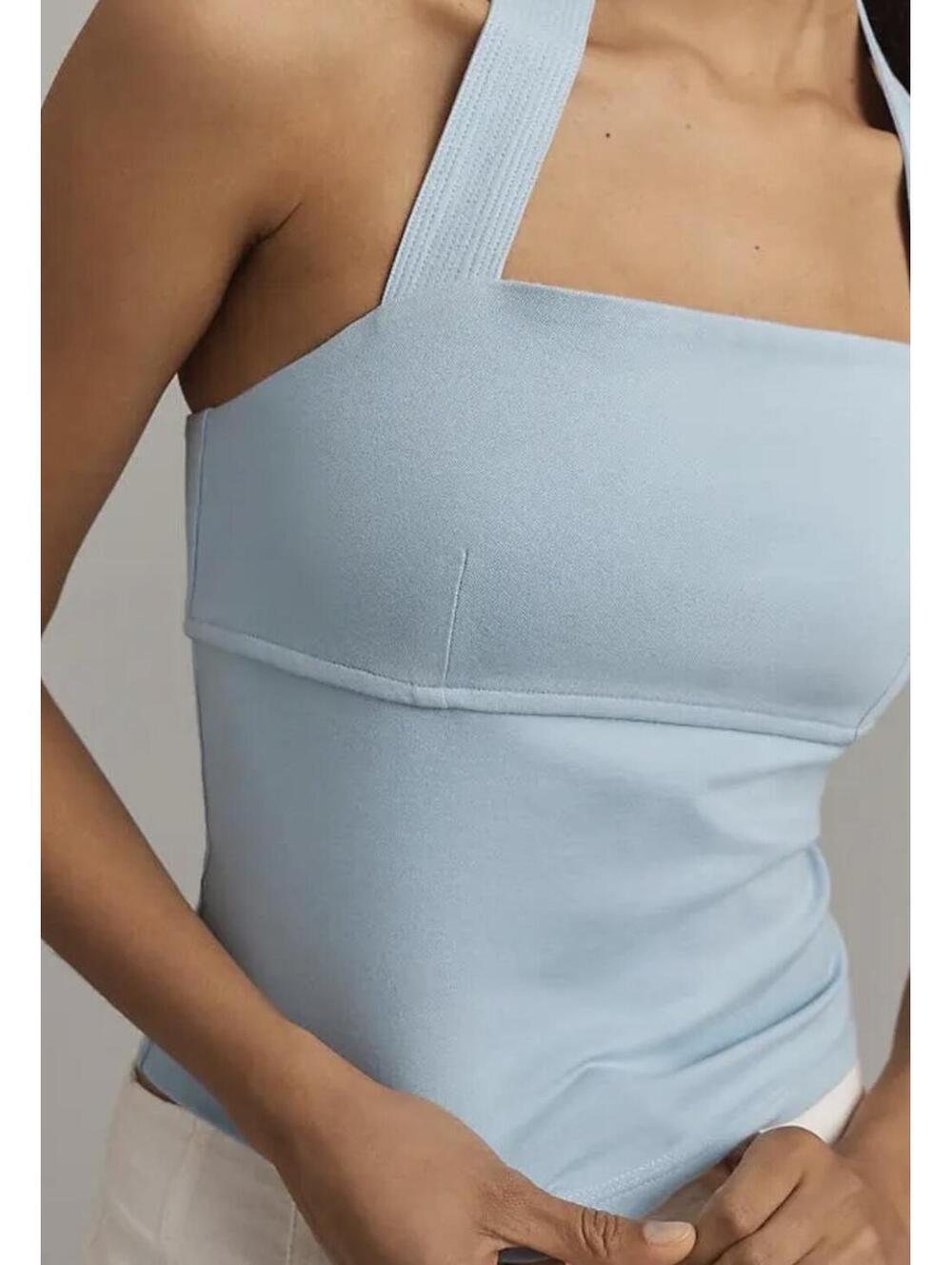Anthropologie Structured Halter Top in White - Women's XS